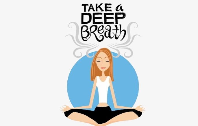Lady taking deep breath